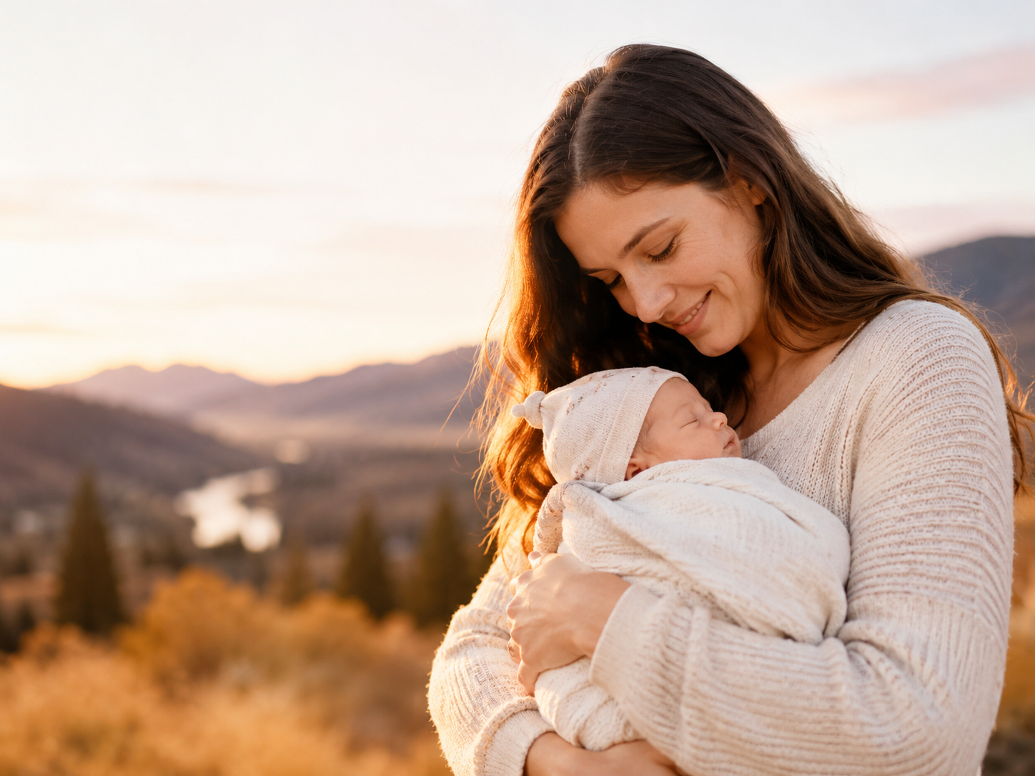 A mother holding her newborn baby